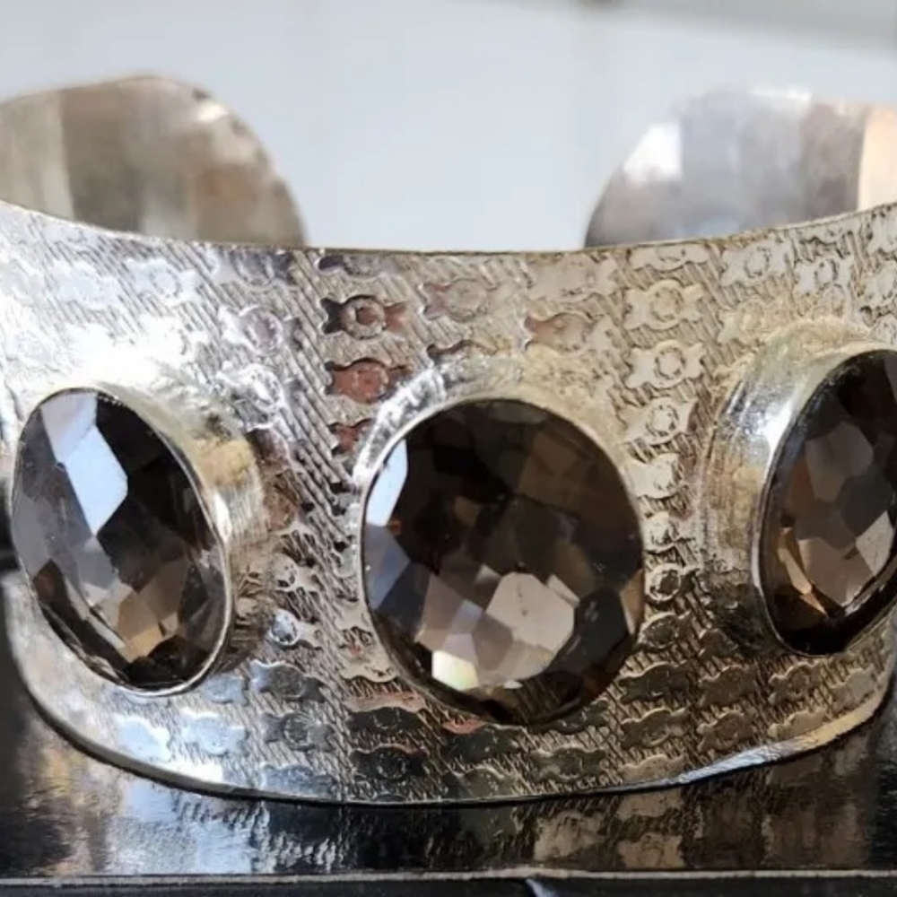 75cttw Smoky Topaz Cuff Bracelet 925 Silver 58 grams